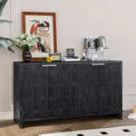 Accent Cabinet Farmhouse Style 4 Door Wooden Cabinet Sideboard Buffet Server Cabinet Storage Cabinet, for Living Room, Entryway, Hallway, Office, Kitchen and Dining Room, Distressed Black W1435P151583-djyc