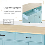 Kitchen Island Cart with 4 Door Cabinet and Two Drawers and 2 Locking Wheels - Solid Wood Top, Adjustable Shelves, Spice & Towel Rack(Mint Green) WF286911AAN-djyc