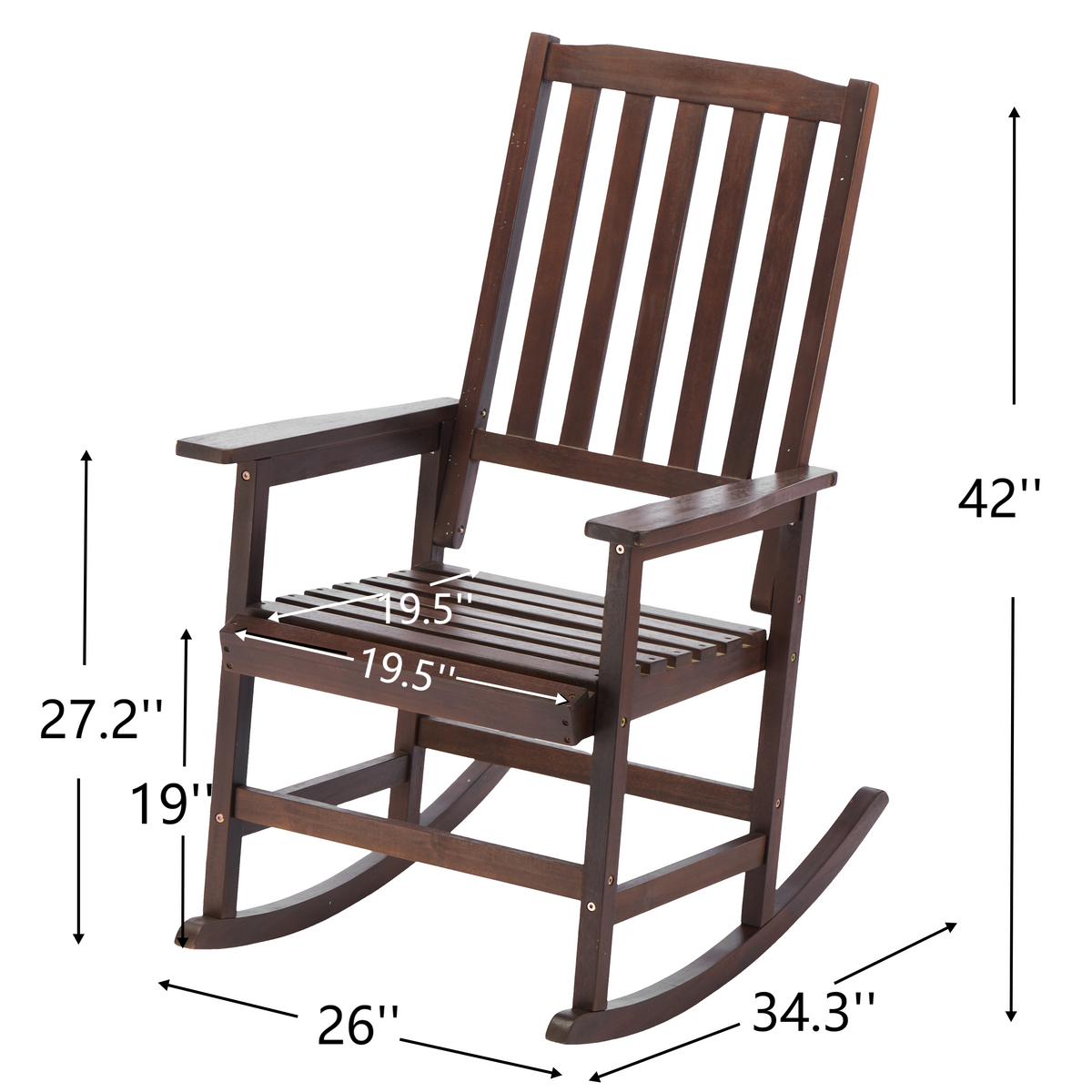 Acacia Indoor Rocking Chair, Outdoor Solid Wood Patio Furniture New Style Brown W2640P198341-djyc