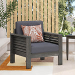 Outdoor Acacia Wood Club Chairs with Cushions, Dark Gray, 27.75'D x 32'W x 27.75'H 70692.00DGRY-djyc