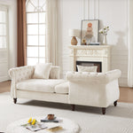 81-inch Chenille Face-to-face Chaise Lounge with Two Pillows,Nailhead trim,Button Tufted Design and Rolled Arms for Lounge, Living room and Office W834S00315-djyc