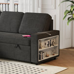 85.8" Pull Out Sleeper Sofa L-Shaped Couch Convertible Sofa Bed with Storage Chaise And Storage Racks,With USB Port And T-pyce Port W834S00265-djyc