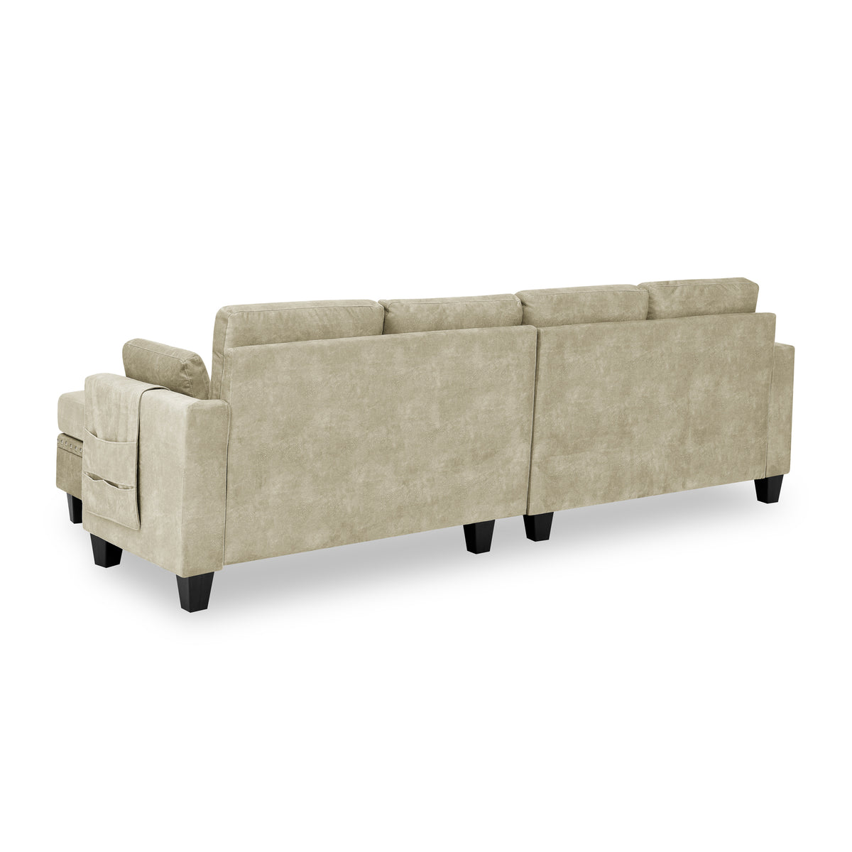 Sectional 3-Seaters Sofa ,Double-sided multi-functional footstool, storage mat , Non-slip leg, two pillows, Velvet,beige W487S00238-djyc