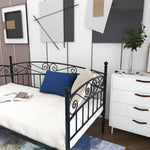 Metal Daybed Frame Multifunctional Mattress Foundation/Bed Sofa with Headboard, Twin, Black W840100846-djyc