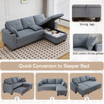 85 "multi-functional dark grey sofa. L-shaped sofa Cotton and linen sofa bed can be combined into one W1278S00008-djyc