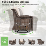 K&K 5 Pieces Outdoor Patio Furniture Set with Pet House Cool Bar and Retractable Side Tray, Rattan Wicker Patio Swivel Rocking Chairs Set of 2 with Ottomans for Backyard, Porch, Balcony, Beige SK000006AAA-djyc
