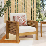 Outdoor Acacia Wood Club Chairs with Cushions, Teak+Beige, 27.75'D x 32'W x 27.75'H 70692-djyc