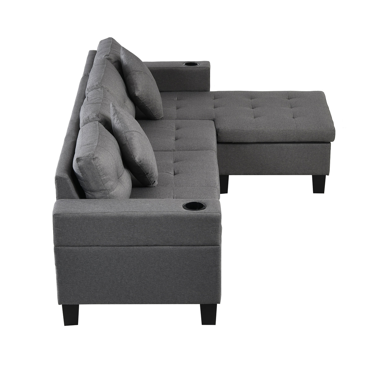 Sectional Sofa Set for Living Room with L ShapeChaise Lounge ,cup holder andLeft or Right Hand ChaiseModern 4 Seat W214S00007-djyc