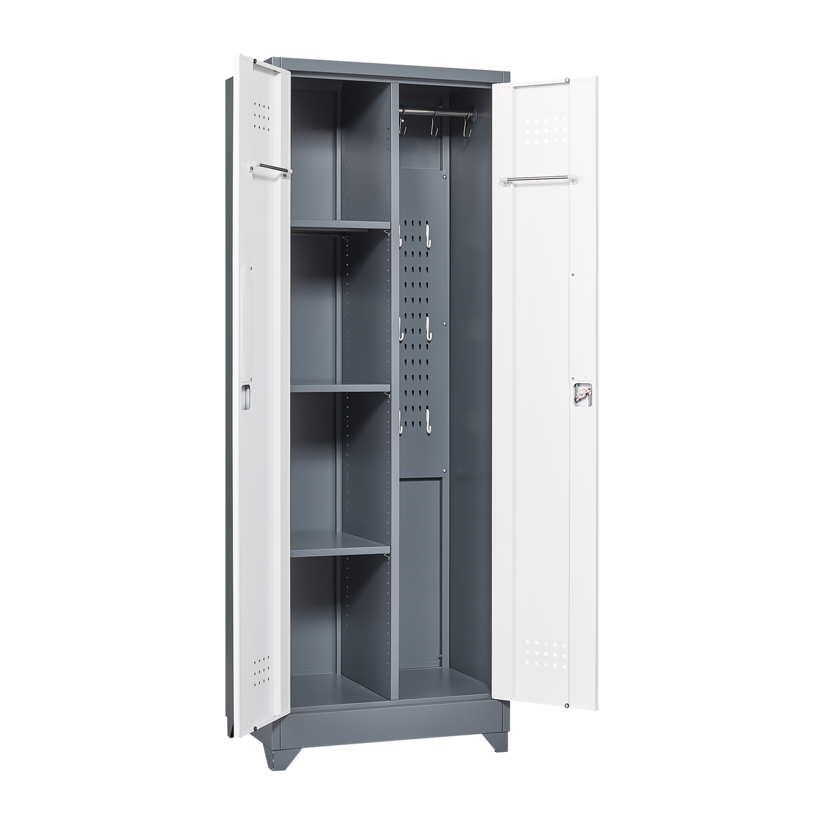 Metal Storage Cabinets, Cleaning Tool Cabinet with Locking Door, Tall Broom Tool Organizer and Storage, Large Storage Cabinet for Kitchen, Pantry, Office, Shop W328P193782-djyc