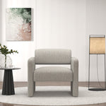 Beige stripe single sofa chair, upholstered comfortable chair with armrests, for dining room/bedroom/living room/reception - Beige stripe (30.9"*30.51"*30.11") W487P183020-djyc