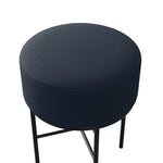 2 pcs Round Cushioned Vanity Stool, Linen Upholstered Vanity Stool for Makeup Room, Modern Soft Stool for Bar and Dining, Ottoman Footrest Stool with Metal Legs for Living Room, Bedroom(Black) W2557P180257-djyc