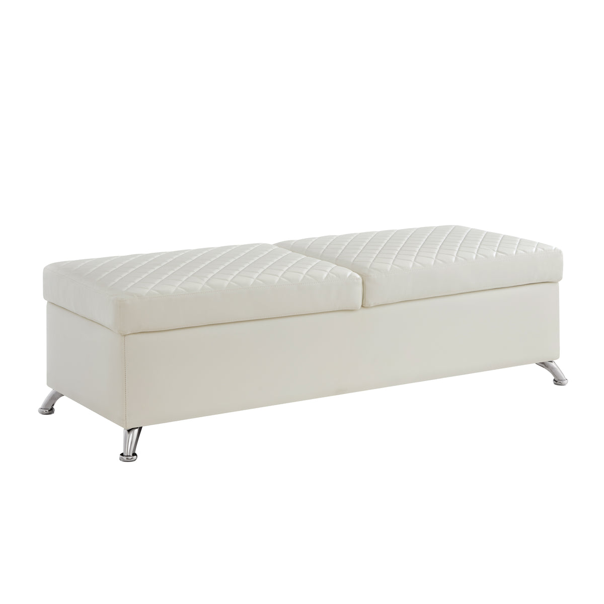 56.7" Bed Bench with Storage White Leather W1669P147646-djyc