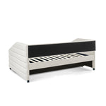 Full Size Daybed with Trundle Upholstered Tufted Sofa Bed, Linen Fabric, Beige (82.5"x58"x34") W487S00179-djyc