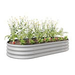 Raised Garden Bed Outdoor, Oval Large Metal Raised Planter Bed for for Plants, Vegetables, and Flowers - Silver W840101952-djyc