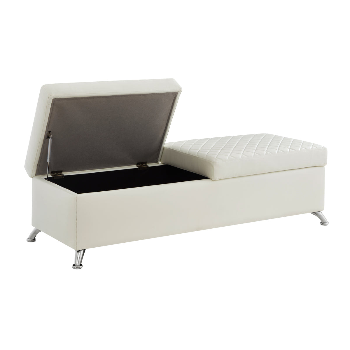 56.7" Bed Bench with Storage White Leather W1669P147646-djyc