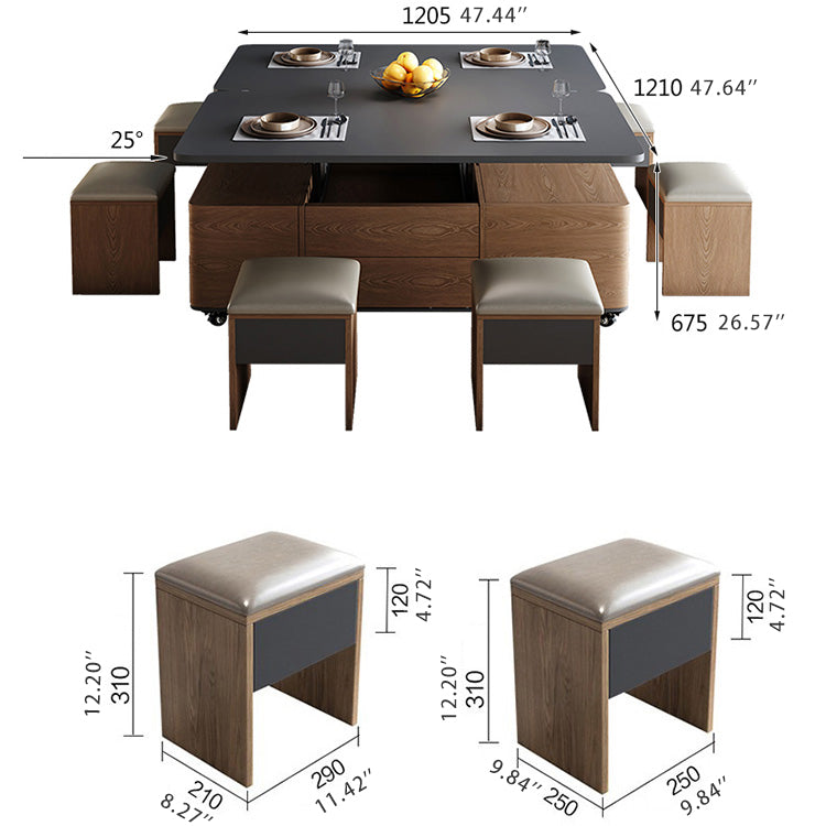 Modern Faux Leather Tea Table - Black, Light Brown, Natural, and White Finishes fajf-957