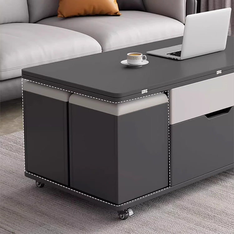 Elegant Faux Leather Tea Table in Sleek Black and White Design fajf-958