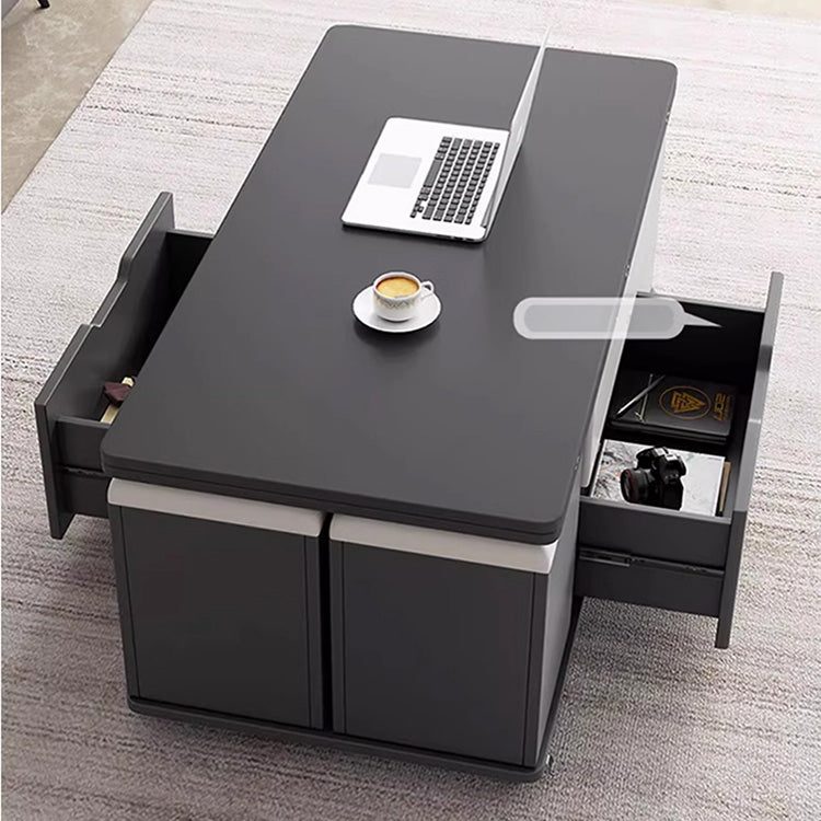 Elegant Faux Leather Tea Table in Sleek Black and White Design fajf-958