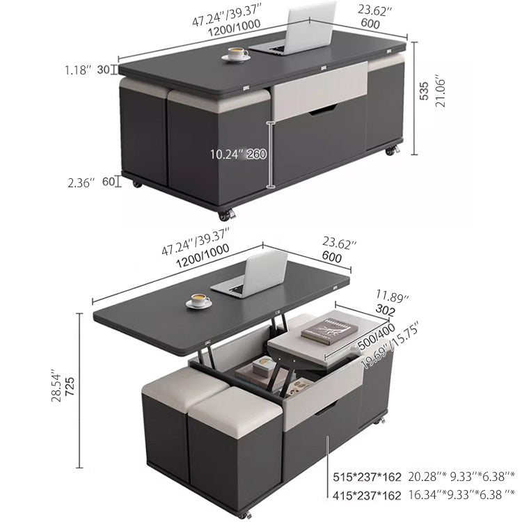 Elegant Faux Leather Tea Table in Sleek Black and White Design fajf-958