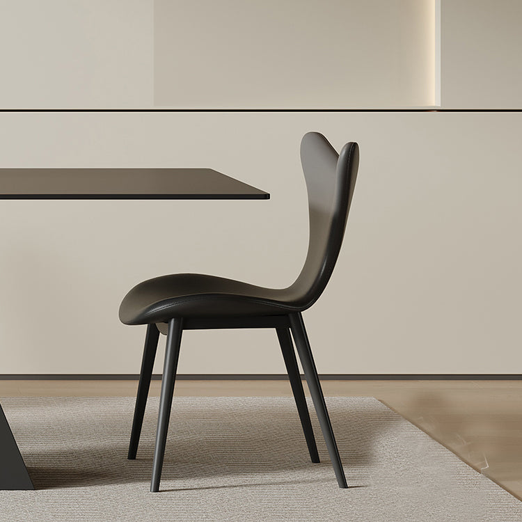 Modern Table with Sintered Stone Top, Carbon Steel Frame, and Microfiber Leather Finishing faml-2620