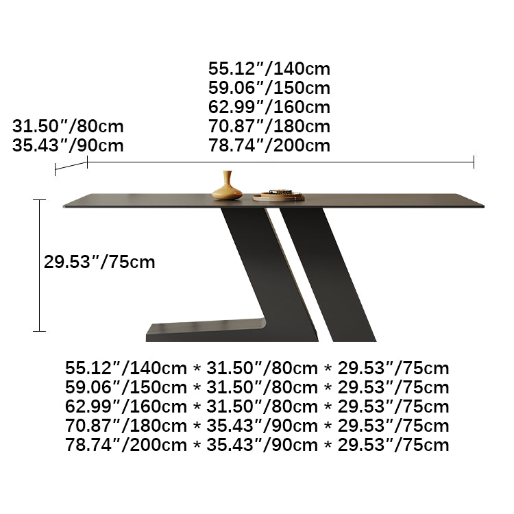 Modern Table with Sintered Stone Top, Carbon Steel Frame, and Microfiber Leather Finishing faml-2620