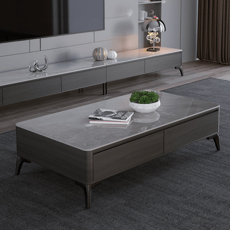 Stylish Pine Multi-Layer Board Tea Table with Modern Sintered Stone Surface faml-305