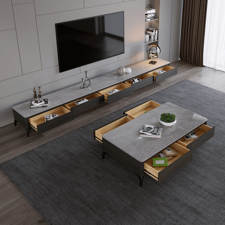 Stylish Pine Multi-Layer Board Tea Table with Modern Sintered Stone Surface faml-305