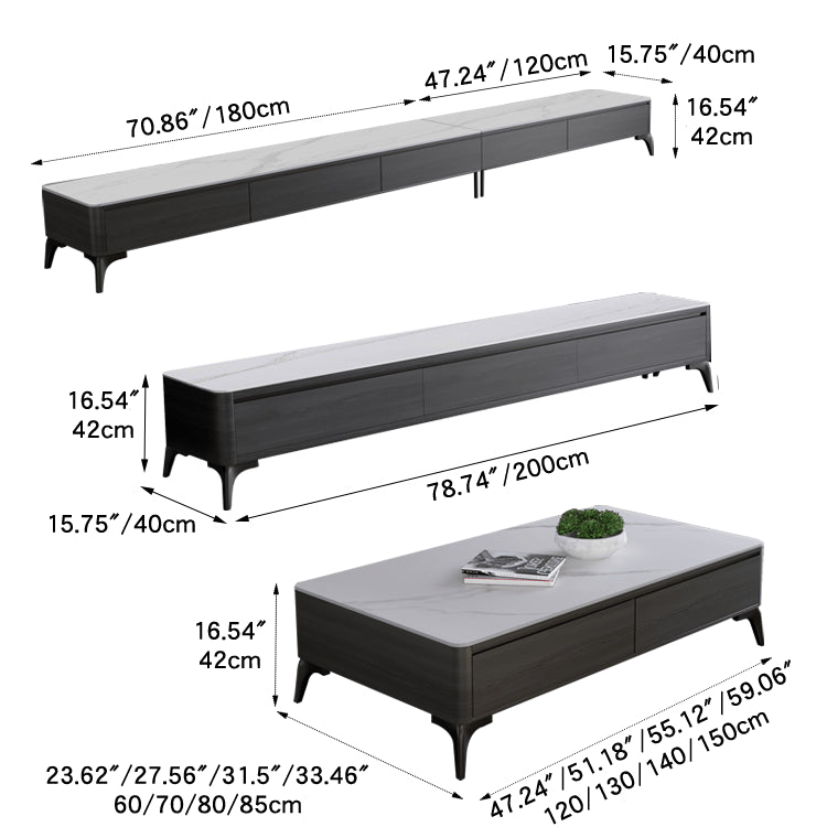 Modern TV Cabinet with Sintered Stone and Pine Multi-Layer Board Design faml-306