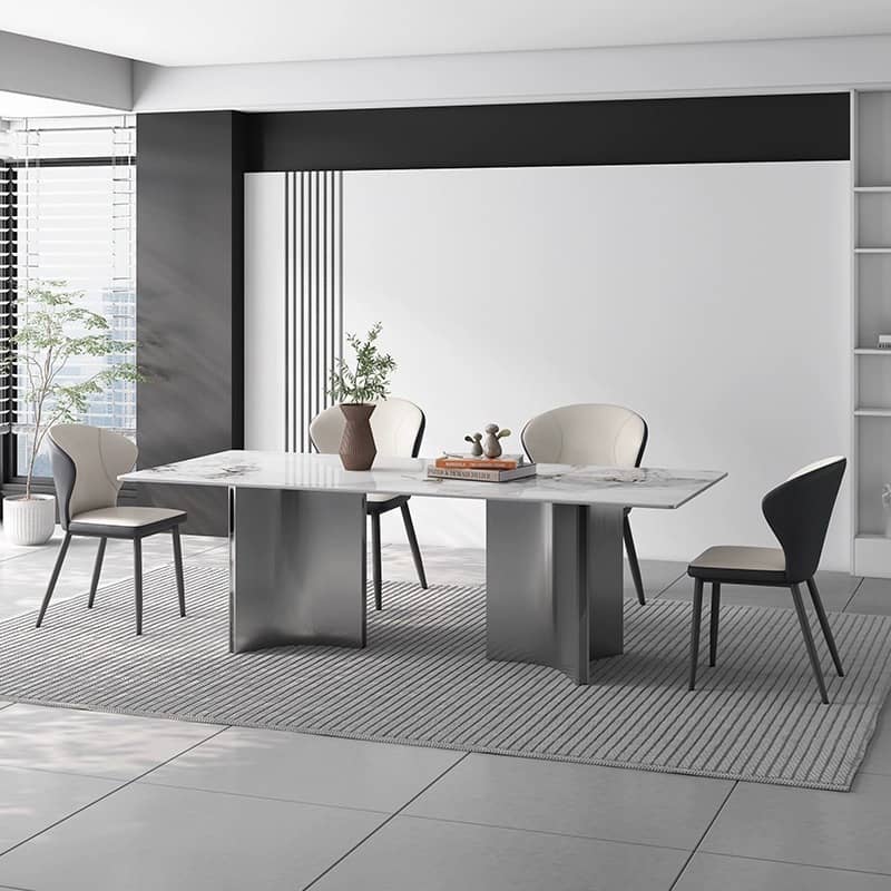 Sleek Modern Table - White Glossy, Black Matte, Grey Marble, Solid Wood, Plywood, Stainless Steel faml-700