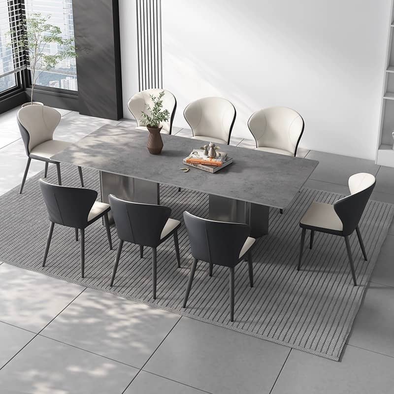 Sleek Modern Table - White Glossy, Black Matte, Grey Marble, Solid Wood, Plywood, Stainless Steel faml-700