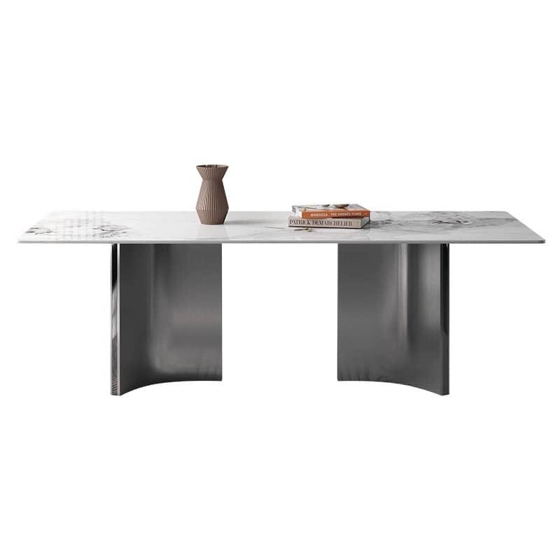 Sleek Modern Table - White Glossy, Black Matte, Grey Marble, Solid Wood, Plywood, Stainless Steel faml-700