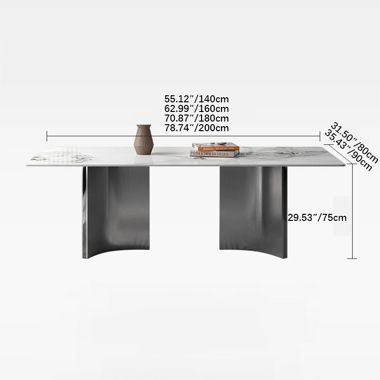 Sleek Modern Table - White Glossy, Black Matte, Grey Marble, Solid Wood, Plywood, Stainless Steel faml-700