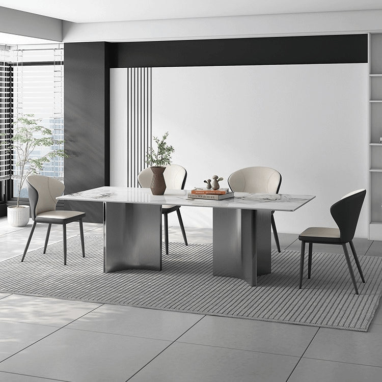 Sleek Modern Table - White Glossy, Black Matte, Grey Marble, Solid Wood, Plywood, Stainless Steel faml-700