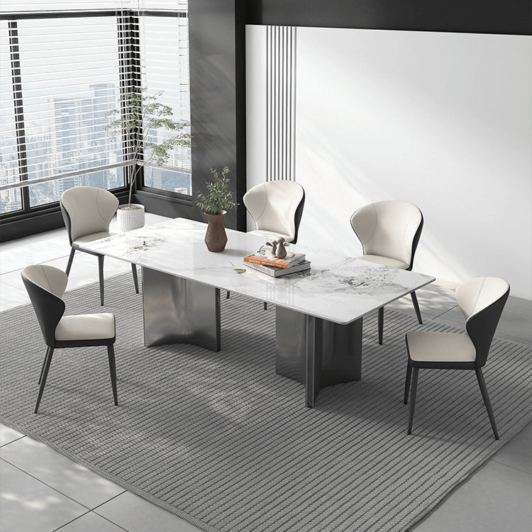 Sleek Modern Table - White Glossy, Black Matte, Grey Marble, Solid Wood, Plywood, Stainless Steel faml-700