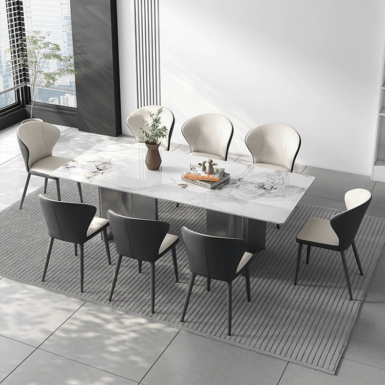 Sleek Modern Table - White Glossy, Black Matte, Grey Marble, Solid Wood, Plywood, Stainless Steel faml-700