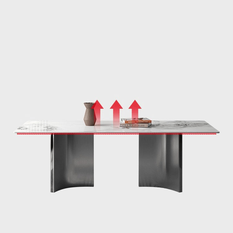 Sleek Modern Table - White Glossy, Black Matte, Grey Marble, Solid Wood, Plywood, Stainless Steel faml-700