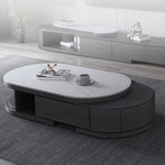 Sleek White Gloss TV Cabinet with Matte Grey Marble Accents - Plywood & Metal Construction faml-702