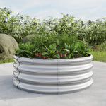 32.08*11.4" Tall Round Raised Garedn Bed, Metal Raised Beds for Vegetables, Outdoor Garden Raised Planter Box, Backyard Patio Planter Raised Beds for Flowers, Herbs, Fruits Silver W840116761-djyc