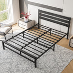 Queen Size Platform Bed Frame with Wooden Headboard, Under Bed Storage, Non-Slip, Noise Free, Easy Assembly, Black W840P164959-djyc