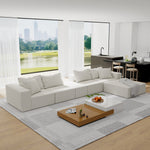Modern Upholstered Sectional Sofa Couch Set,Modular 132" L Shaped Sectional Living Room Sofa Set With 6 Pillows,Free Combination Sofa Couch for Living Room,Bedroom W834S00311-djyc