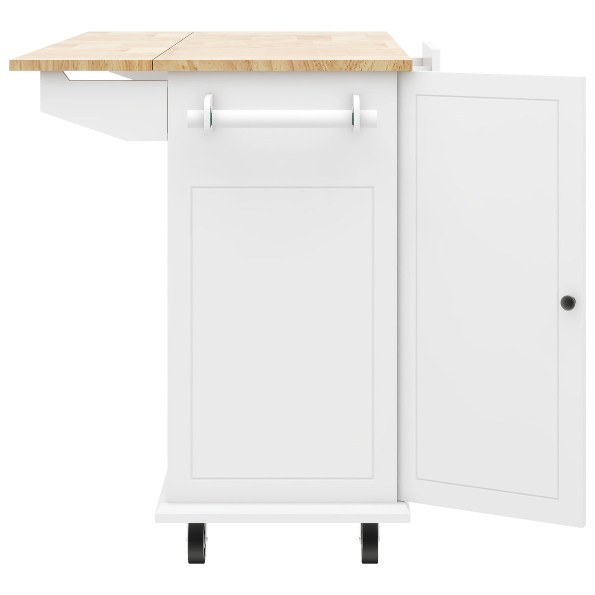 Kitchen Island with Drop Leaf, 53.9" Width Rolling Kitchen Cart on Wheels with Internal Storage Rack and 3 Tier Pull Out Cabinet Organizer, Kitchen Storage Cart with Spice Rack, Towel Rack (White) WF312383AAW-djyc