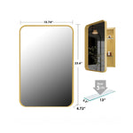 16x24 Inch Recessed Metal Framed Medicine Cabinet with Mirror and Adjustable Shelves Wall Mirror with Storage for Bathroom, Matte Gold W1435P191606-djyc