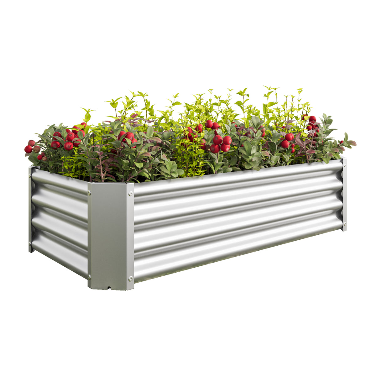 Metal Raised Garden Bed, Rectangle Raised Planter 4×2×1ftfor Flowers Plants, Vegetables HerbSilver W84091001-djyc