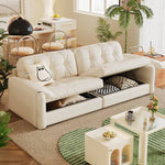 Elegant Light Brown Sofa with Beige and Ash Wood Accents and Stainless Steel Figure - Cotton and Faux Leather Upholstery fbby-1378