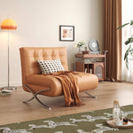 Modern Beige & Black Orange Accented Stainless Steel Faux Leather Sofa fbby-1382