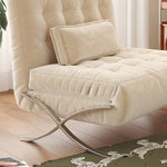 Modern Beige & Black Orange Accented Stainless Steel Faux Leather Sofa fbby-1382