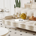 Stylish Beige and Orange Faux Leather Sofa with Pine Wood Accents fbby-1383