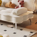 Stylish Beige and Orange Faux Leather Sofa with Pine Wood Accents fbby-1383