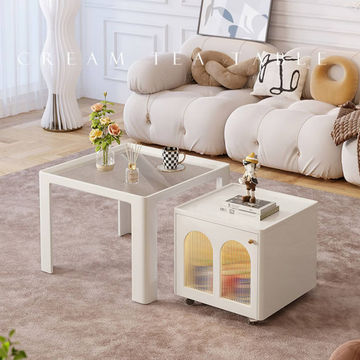 Stylish Beige Laminated Wood Tea Table - Modern Living Room Furniture fbby-1385