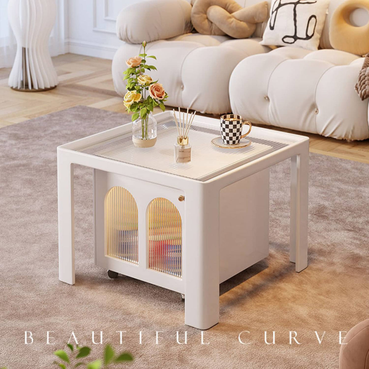 Stylish Beige Laminated Wood Tea Table - Modern Living Room Furniture fbby-1385